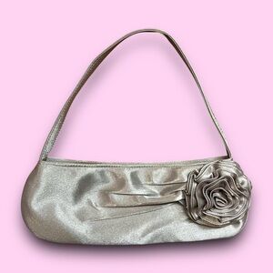 Y2K Silver Rosette Mini Evening Bag Prom Going Out Downtown Girl